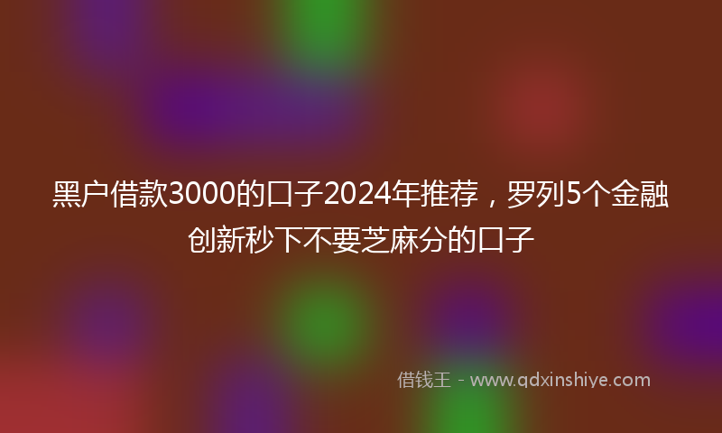 黑户借款3000的口子2024年推荐，罗列5个金融创新秒下不要芝麻分的口子