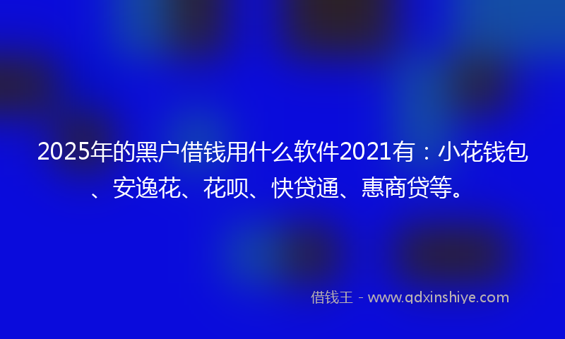 2025年的黑户借钱用什么软件2021有：小花钱包、安逸花、花呗、快贷通、惠商贷等。
