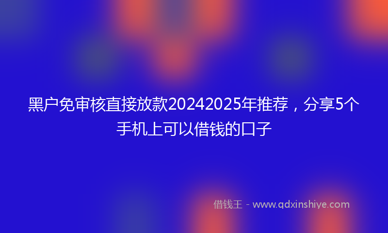 黑户免审核直接放款20242025年推荐，分享5个手机上可以借钱的口子