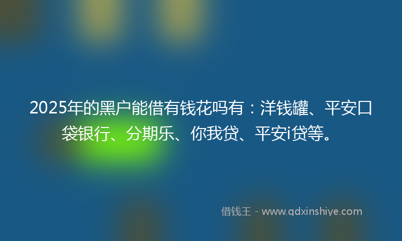 2025年的黑户能借有钱花吗有：洋钱罐、平安口袋银行、分期乐、你我贷、平安i贷等。