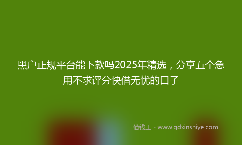 黑户正规平台能下款吗2025年精选，分享五个急用不求评分快借无忧的口子