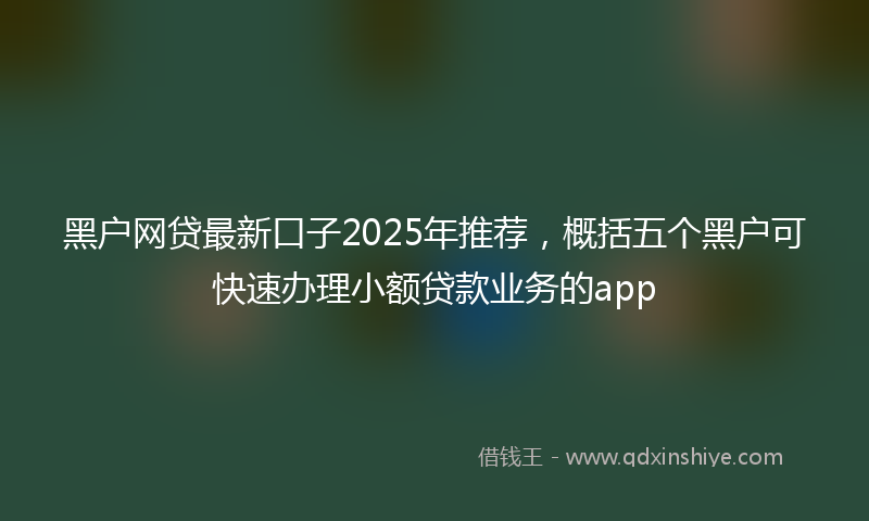 黑户网贷最新口子2025年推荐，概括五个黑户可快速办理小额贷款业务的app