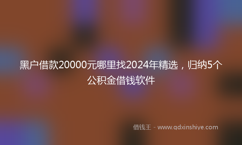 黑户借款20000元哪里找2024年精选，归纳5个公积金借钱软件