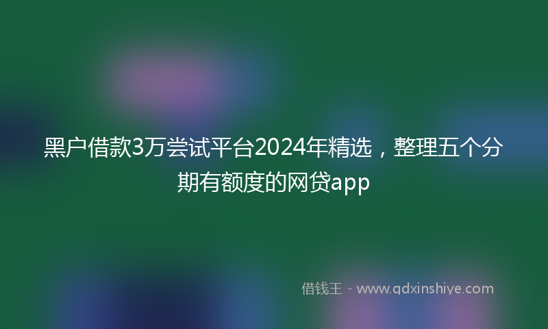 黑户借款3万尝试平台2024年精选，整理五个分期有额度的网贷app