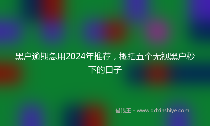 黑户逾期急用2024年推荐，概括五个无视黑户秒下的口子
