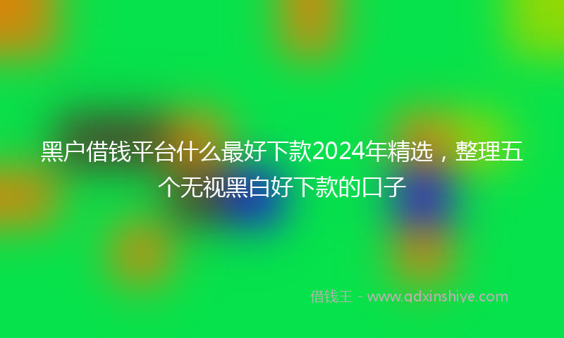 黑户借钱平台什么最好下款2024年精选，整理五个无视黑白好下款的口子