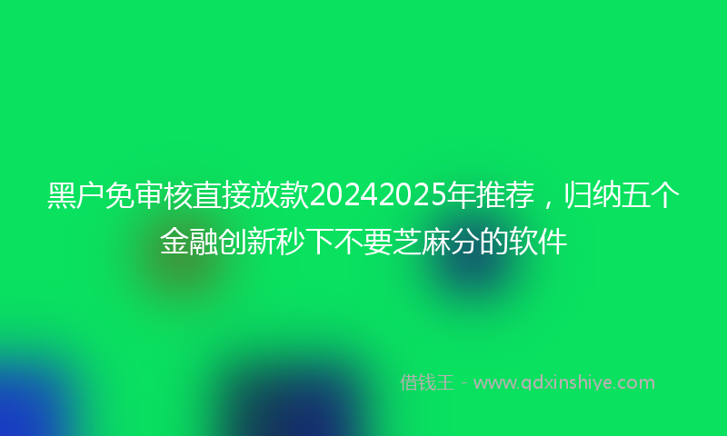 黑户免审核直接放款20242025年推荐，归纳五个金融创新秒下不要芝麻分的软件