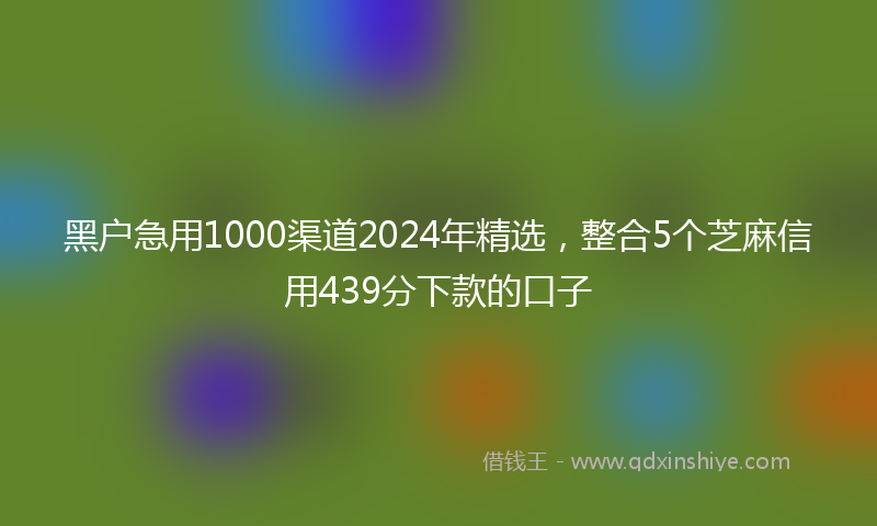 黑户急用1000渠道2024年精选，整合5个芝麻信用439分下款的口子