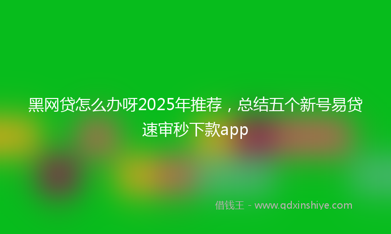 黑网贷怎么办呀2025年推荐，总结五个新号易贷速审秒下款app