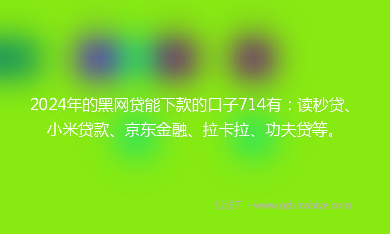 2024年的黑网贷能下款的口子714有：读秒贷、小米贷款、京东金融、拉卡拉、功夫贷等。