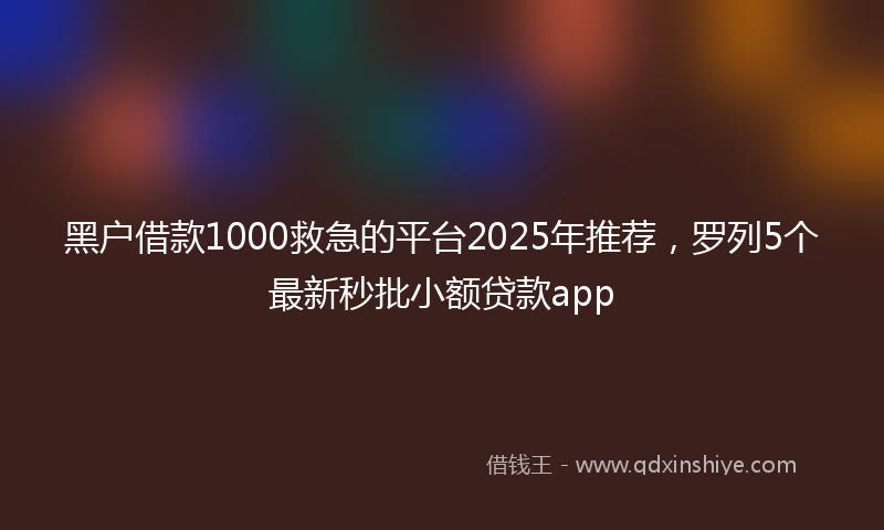 黑户借款1000救急的平台2025年推荐，罗列5个最新秒批小额贷款app