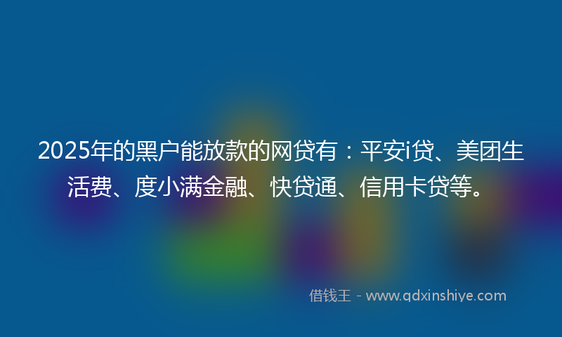 2025年的黑户能放款的网贷有：平安i贷、美团生活费、度小满金融、快贷通、信用卡贷等。