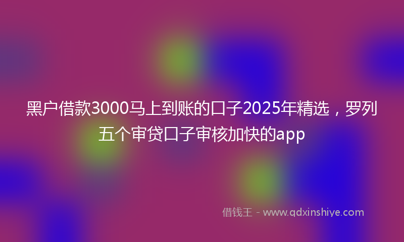 黑户借款3000马上到账的口子2025年精选，罗列五个审贷口子审核加快的app
