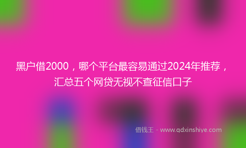 黑户借2000，哪个平台最容易通过2024年推荐，汇总五个网贷无视不查征信口子