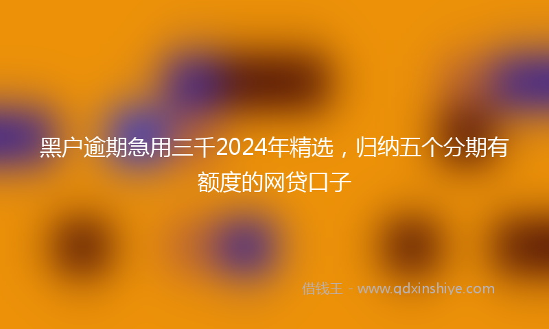 黑户逾期急用三千2024年精选，归纳五个分期有额度的网贷口子
