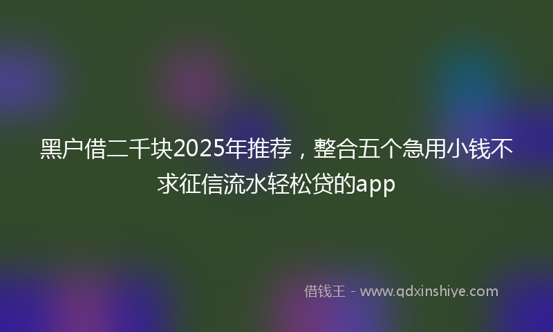 黑户借二千块2025年推荐，整合五个急用小钱不求征信流水轻松贷的app