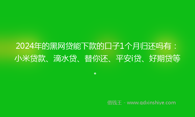 2024年的黑网贷能下款的口子1个月归还吗有：小米贷款、滴水贷、替你还、平安i贷、好期贷等。