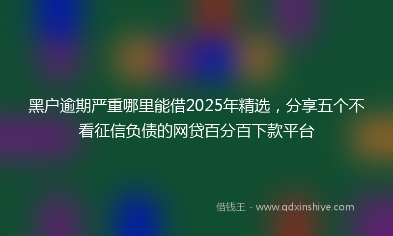 黑户逾期严重哪里能借2025年精选，分享五个不看征信负债的网贷百分百下款平台