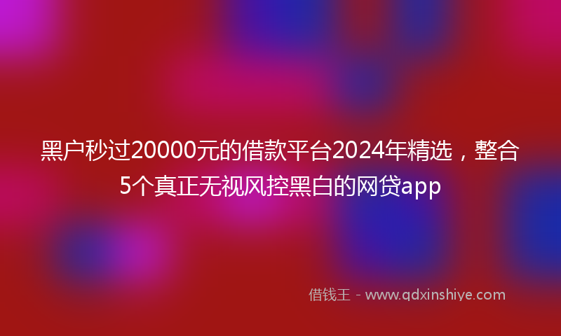 黑户秒过20000元的借款平台2024年精选，整合5个真正无视风控黑白的网贷app