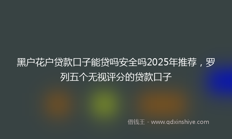 黑户花户贷款口子能贷吗安全吗2025年推荐，罗列五个无视评分的贷款口子