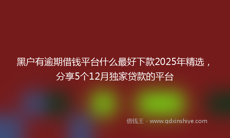 黑户有逾期借钱平台什么最好下款2025年精选，分享5个12月独家贷款的平台