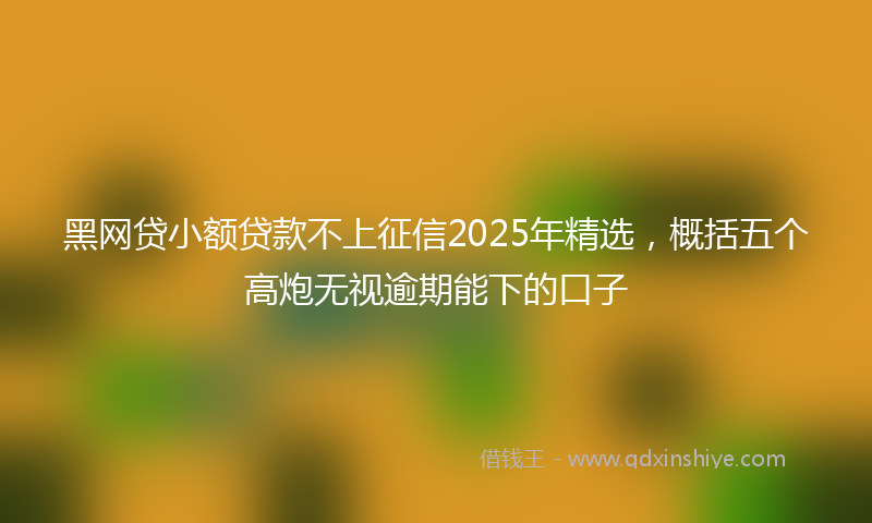 黑网贷小额贷款不上征信2025年精选，概括五个高炮无视逾期能下的口子