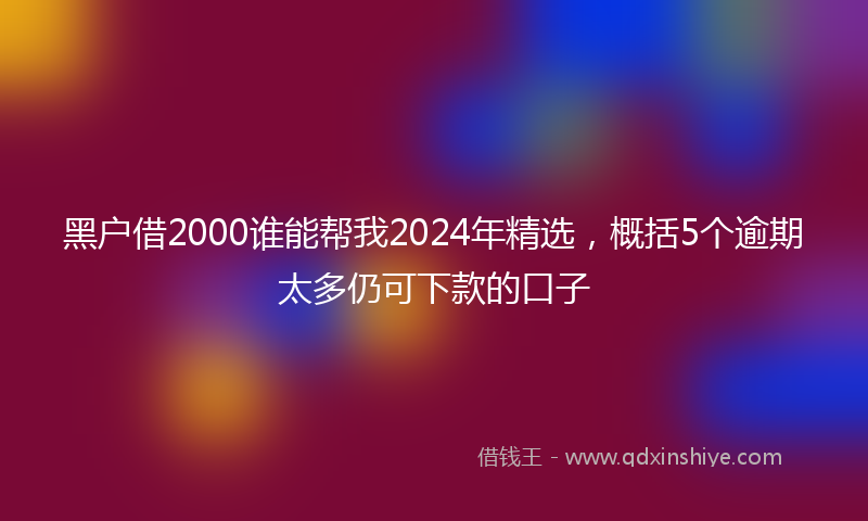 黑户借2000谁能帮我2024年精选，概括5个逾期太多仍可下款的口子