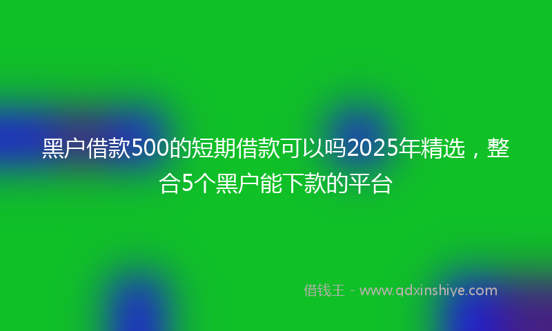 黑户借款500的短期借款可以吗2025年精选，整合5个黑户能下款的平台