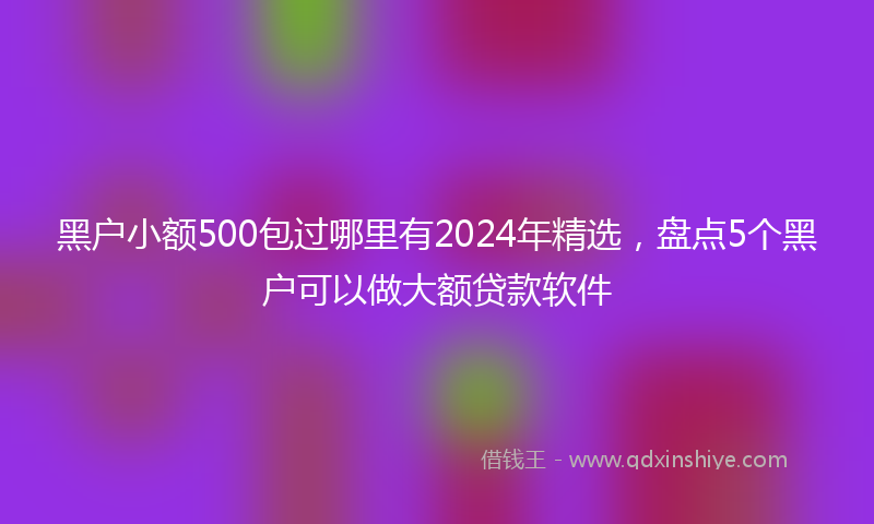 黑户小额500包过哪里有2024年精选，盘点5个黑户可以做大额贷款软件