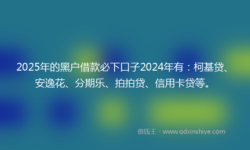 2025年的黑户借款必下口子2024年有：柯基贷、安逸花、分期乐、拍拍贷、信用卡贷等。