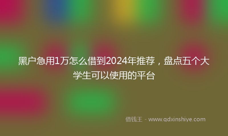 黑户急用1万怎么借到2024年推荐，盘点五个大学生可以使用的平台