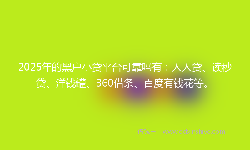 2025年的黑户小贷平台可靠吗有：人人贷、读秒贷、洋钱罐、360借条、百度有钱花等。