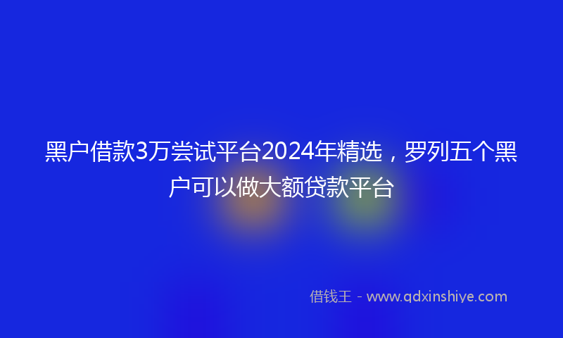 黑户借款3万尝试平台2024年精选，罗列五个黑户可以做大额贷款平台