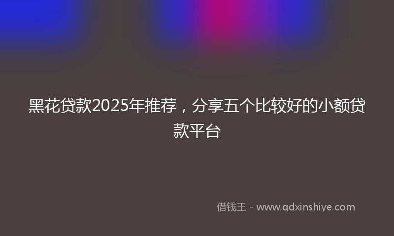 黑花贷款2025年推荐，分享五个比较好的小额贷款平台
