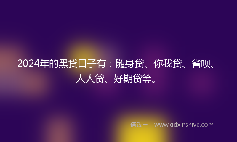 2024年的黑贷口子有：随身贷、你我贷、省呗、人人贷、好期贷等。