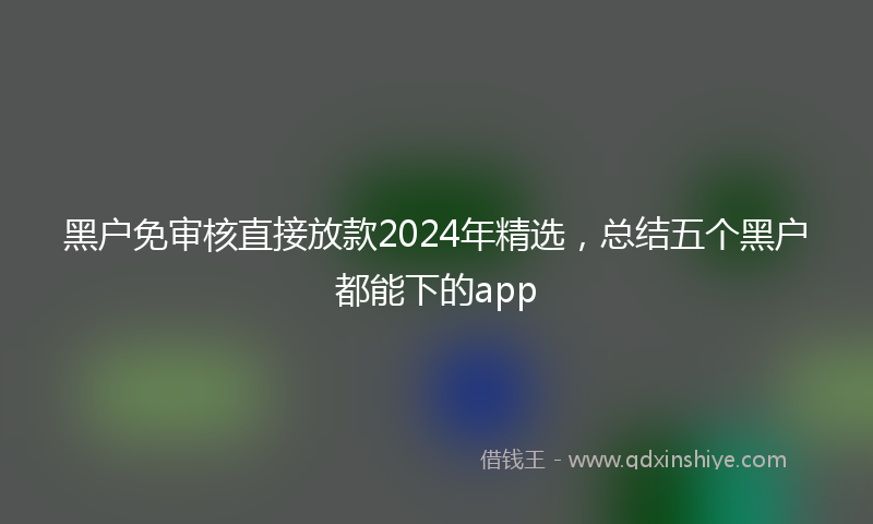 黑户免审核直接放款2024年精选，总结五个黑户都能下的app