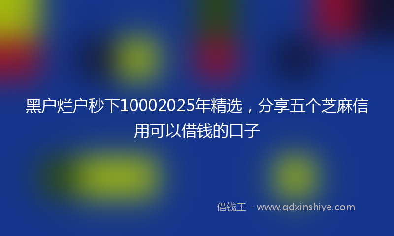 黑户烂户秒下10002025年精选，分享五个芝麻信用可以借钱的口子