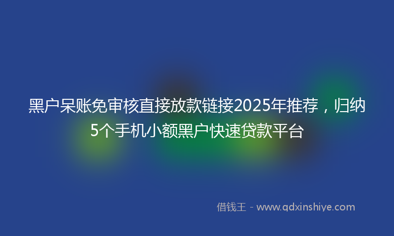 黑户呆账免审核直接放款链接2025年推荐，归纳5个手机小额黑户快速贷款平台