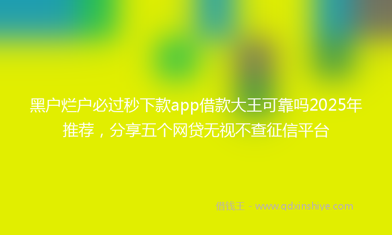 黑户烂户必过秒下款app借款大王可靠吗2025年推荐，分享五个网贷无视不查征信平台