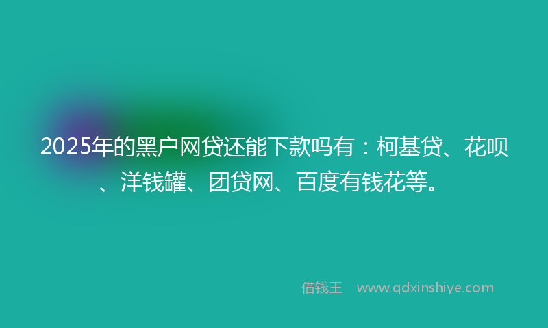 2025年的黑户网贷还能下款吗有：柯基贷、花呗、洋钱罐、团贷网、百度有钱花等。