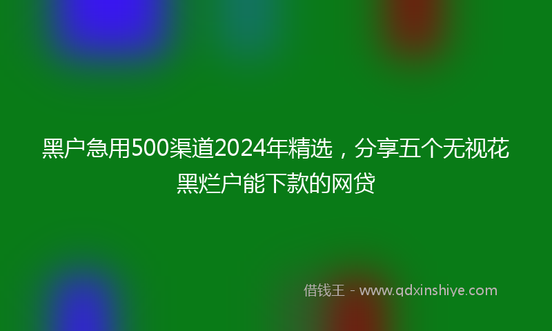 黑户急用500渠道2024年精选，分享五个无视花黑烂户能下款的网贷