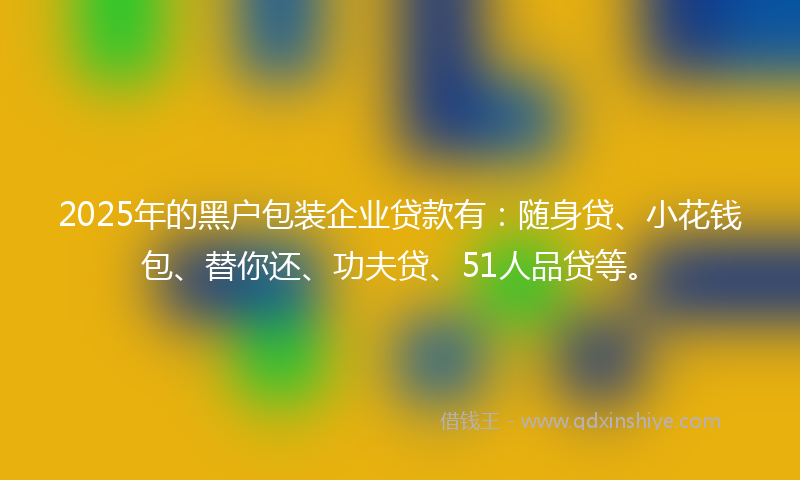 2025年的黑户包装企业贷款有：随身贷、小花钱包、替你还、功夫贷、51人品贷等。
