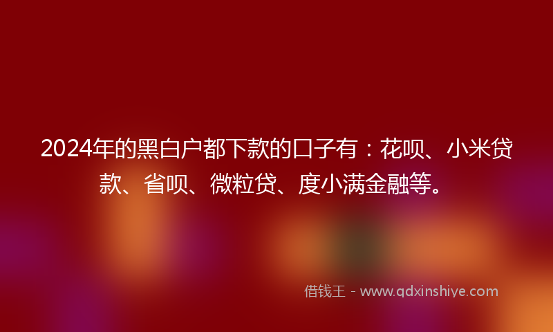 2024年的黑白户都下款的口子有：花呗、小米贷款、省呗、微粒贷、度小满金融等。