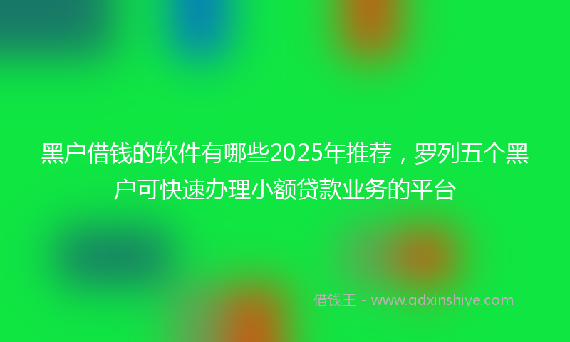 黑户借钱的软件有哪些2025年推荐，罗列五个黑户可快速办理小额贷款业务的平台