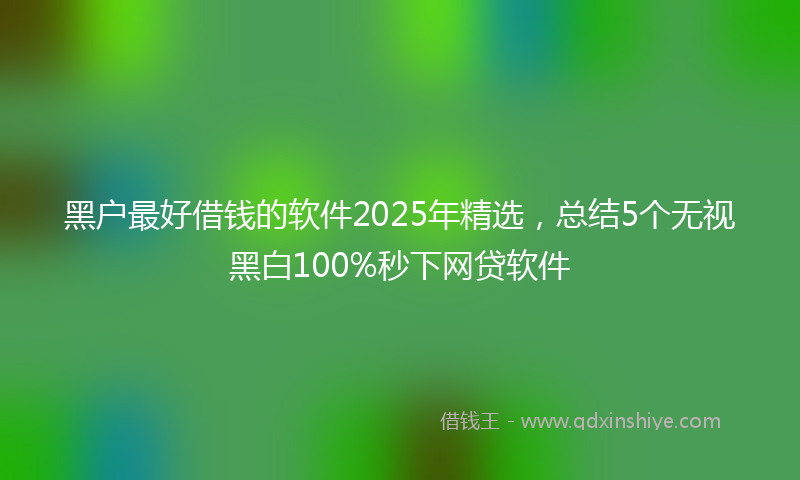 黑户最好借钱的软件2025年精选，总结5个无视黑白100%秒下网贷软件