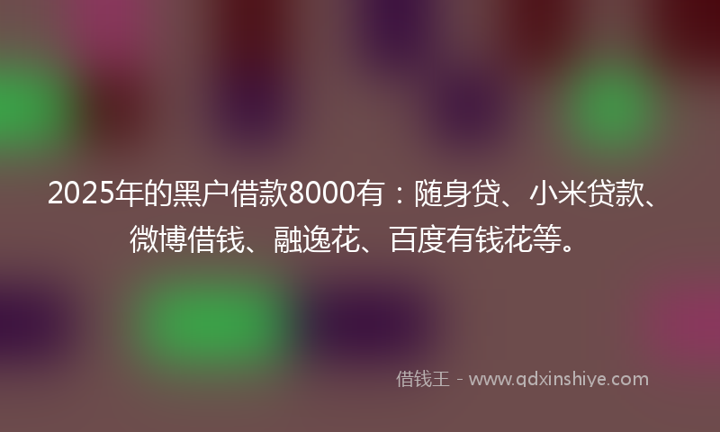 2025年的黑户借款8000有:随身贷、小米贷款、微博借钱、融逸花、百度有钱花等。