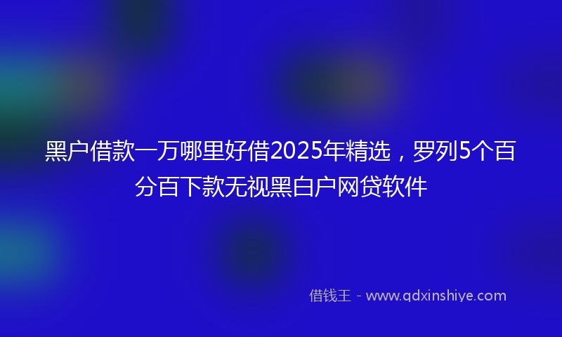 黑户借款一万哪里好借2025年精选，罗列5个百分百下款无视黑白户网贷软件