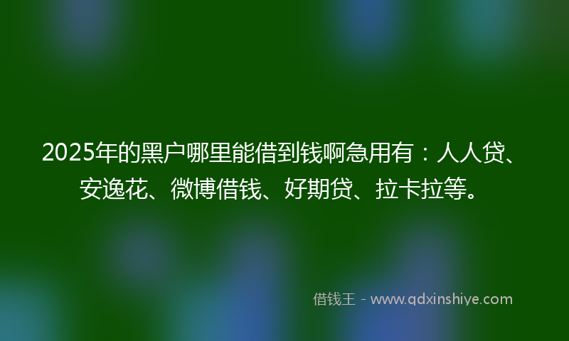 2025年的黑户哪里能借到钱啊急用有：人人贷、安逸花、微博借钱、好期贷、拉卡拉等。