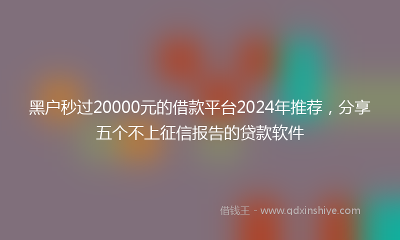黑户秒过20000元的借款平台2024年推荐，分享五个不上征信报告的贷款软件