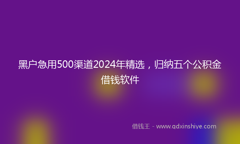 黑户急用500渠道2024年精选，归纳五个公积金借钱软件